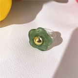 HUANZHI 2021 New Alloy Drop Oil Eye Patch Resin Acrylic Gradient Colorful Geometric Square Rings for Women Girls Jewelry Gifts