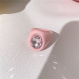 HUANZHI 2021 New Alloy Drop Oil Eye Patch Resin Acrylic Gradient Colorful Geometric Square Rings for Women Girls Jewelry Gifts