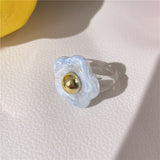 HUANZHI 2021 New Alloy Drop Oil Eye Patch Resin Acrylic Gradient Colorful Geometric Square Rings for Women Girls Jewelry Gifts