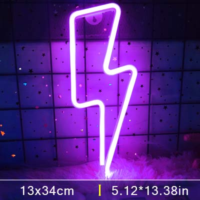 Neon Sign Lightning LED Neon Wall Night Light Battery|USB Operated Table Lamp for Children's Room Party Home Bar Gift Decoration