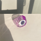 HUANZHI 2021 New Summer Korean Devil's Eye Blue Transparent Resin Round Rings  for Women Girls Party Jewelry Gifts