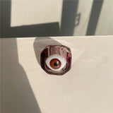 HUANZHI 2021 New Summer Korean Devil's Eye Blue Transparent Resin Round Rings  for Women Girls Party Jewelry Gifts