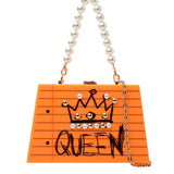 New arrival fashion letter diamonds pearl rivet box shape casual female handbag party purse ladies crossbody messenger bags SAC
