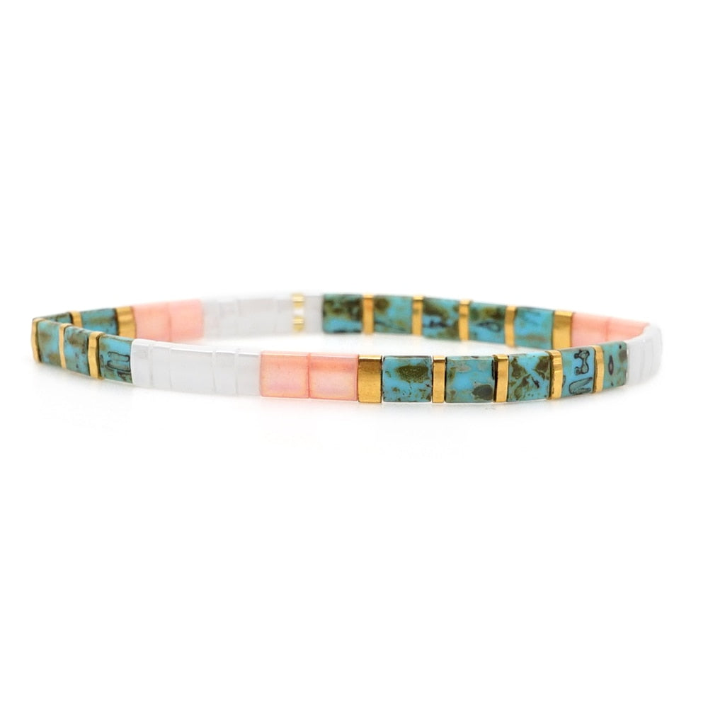 Go2boho Boho Miyuki Bracelet For Women Tila Beads Rainbow Bracelets for Girl Gift Summer Pulseras Elastic Jewelry wholesale