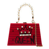 New arrival fashion letter diamonds pearl rivet box shape casual female handbag party purse ladies crossbody messenger bags SAC