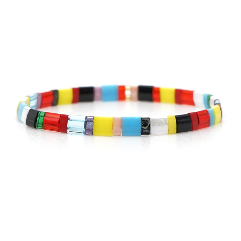 Go2boho Boho Miyuki Bracelet For Women Tila Beads Rainbow Bracelets for Girl Gift Summer Pulseras Elastic Jewelry wholesale