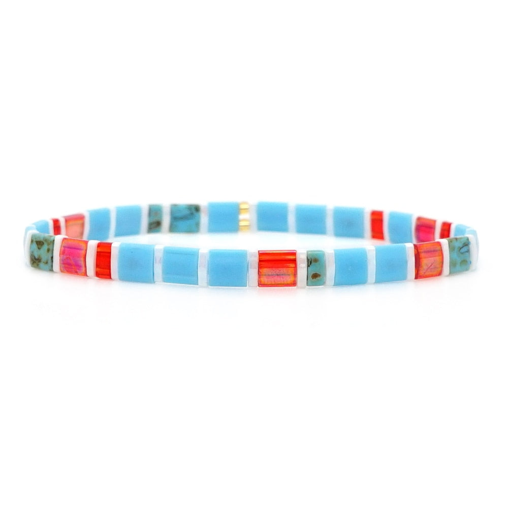Go2boho Boho Miyuki Bracelet For Women Tila Beads Rainbow Bracelets for Girl Gift Summer Pulseras Elastic Jewelry wholesale