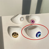 HUANZHI 2021 New Summer Korean Devil's Eye Blue Transparent Resin Round Rings  for Women Girls Party Jewelry Gifts