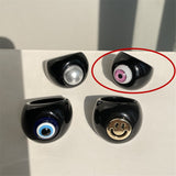 HUANZHI 2021 New Summer Korean Devil's Eye Blue Transparent Resin Round Rings  for Women Girls Party Jewelry Gifts