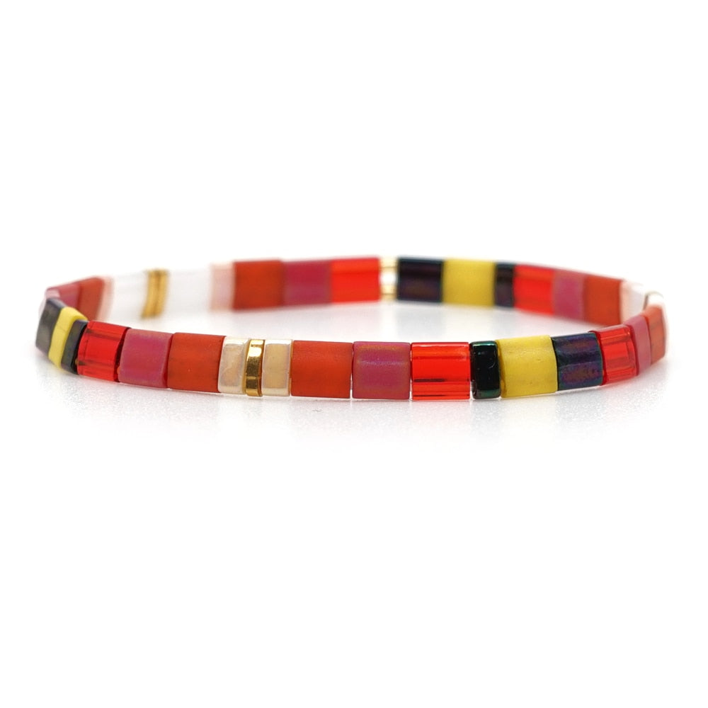 Go2boho Boho Miyuki Bracelet For Women Tila Beads Rainbow Bracelets for Girl Gift Summer Pulseras Elastic Jewelry wholesale