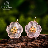Lotus Fun Real 925 Sterling Silver Earrings Handmade Designer Fine Jewelry Flower in the Rain Fashion Dangle Earrings for Women