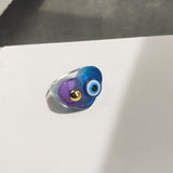 HUANZHI 2021 New Summer Korean Devil's Eye Blue Transparent Resin Round Rings  for Women Girls Party Jewelry Gifts