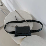 Fashion Mini Chains Waist Bags for Women Fanny Packs for Cool Girls Luxury Pu Leather Shoulder Crossbody Bag Belts Chest Purses