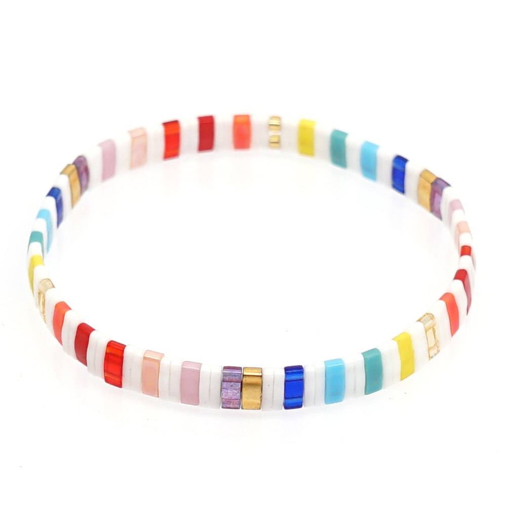 Go2boho Boho Miyuki Bracelet For Women Tila Beads Rainbow Bracelets for Girl Gift Summer Pulseras Elastic Jewelry wholesale