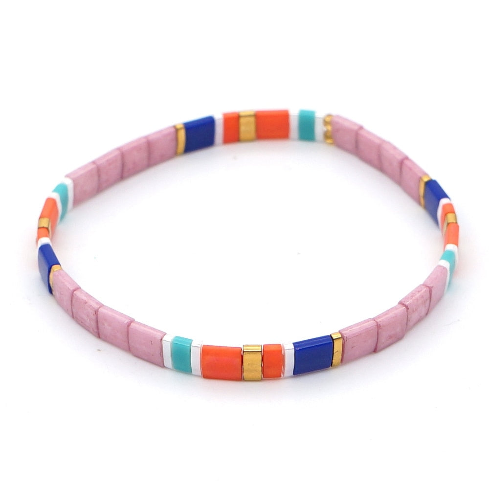 Go2boho Boho Miyuki Bracelet For Women Tila Beads Rainbow Bracelets for Girl Gift Summer Pulseras Elastic Jewelry wholesale