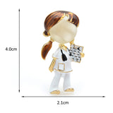 Wuli&baby Black Brown Hair Doctor Nurse Brooches For Women Unisex Enamel Hospital Figure Party Office Brooch Pin Gifts