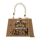 New arrival fashion letter diamonds pearl rivet box shape casual female handbag party purse ladies crossbody messenger bags SAC
