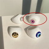 HUANZHI 2021 New Summer Korean Devil's Eye Blue Transparent Resin Round Rings  for Women Girls Party Jewelry Gifts