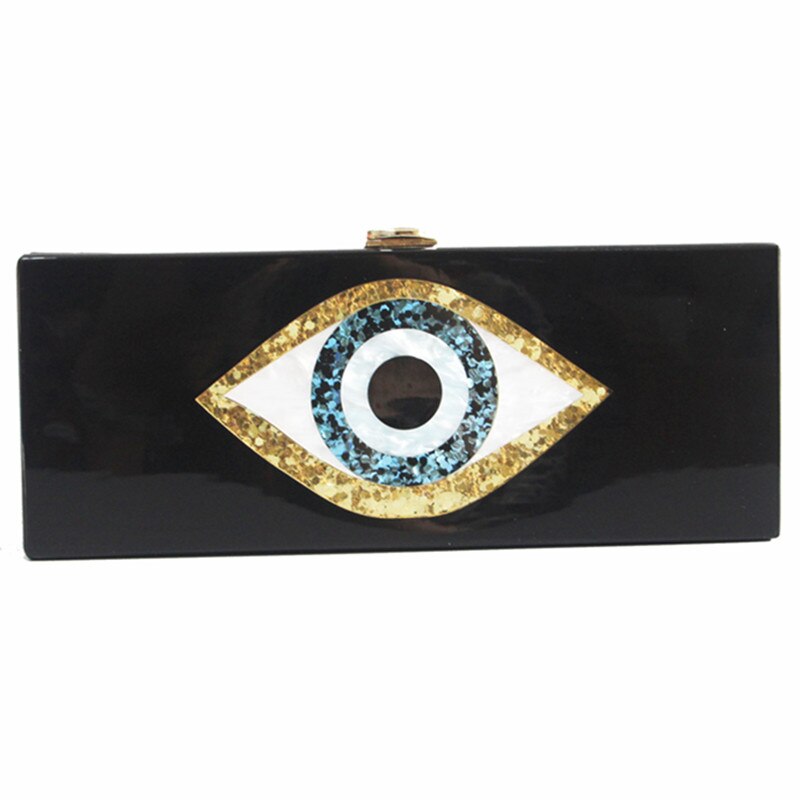Marbling Pearl White Evil Eye Box Clutch