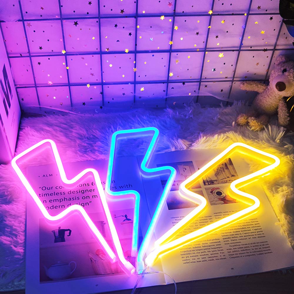 Neon Sign Lightning LED Neon Wall Night Light Battery|USB Operated Table Lamp for Children's Room Party Home Bar Gift Decoration