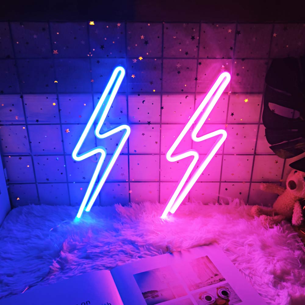 Neon Sign Lightning LED Neon Wall Night Light Battery|USB Operated Table Lamp for Children's Room Party Home Bar Gift Decoration