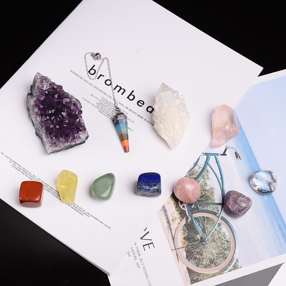 11pc Natural Amethyst Healing Stones Set