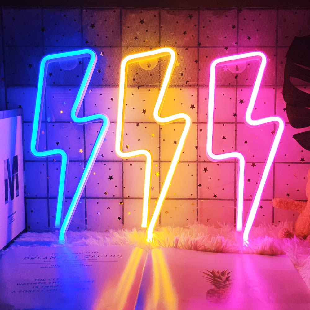 Neon Sign Lightning LED Neon Wall Night Light Battery|USB Operated Table Lamp for Children's Room Party Home Bar Gift Decoration