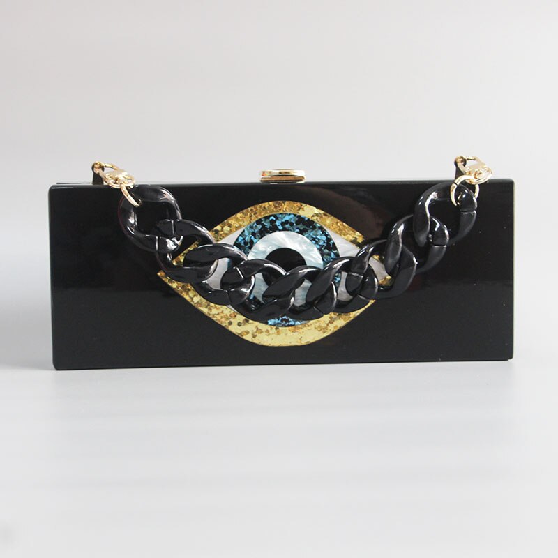 Marbling Pearl White Evil Eye Box Clutch