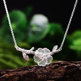 Lotus Fun Genuine 925 Sterling Silver Handmade Designer Fine Jewelry Flower in the Rain Necklace with Pendant for Women Collier