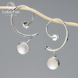 Lotus Fun Moonstone Unusual Large Design Dangle Fashion Earrings With Stone For Women Real 925 Sterling Silver Statement Jewelry