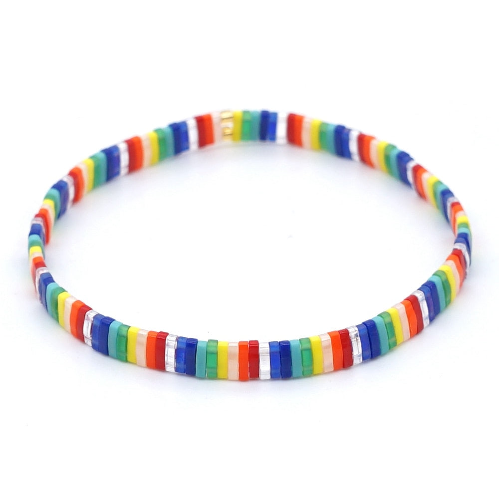 Go2boho Boho Miyuki Bracelet For Women Tila Beads Rainbow Bracelets for Girl Gift Summer Pulseras Elastic Jewelry wholesale