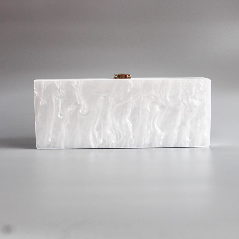 Marbling Pearl White Evil Eye Box Clutch