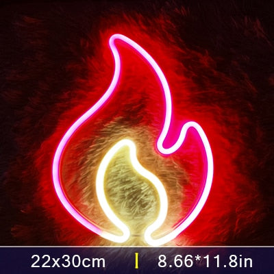 Flame Neon Sign Red and Yellow Flame Neon Light Flame Led Light Sign for Kids Baby Room Wedding Party Wall Decor Hanging Light