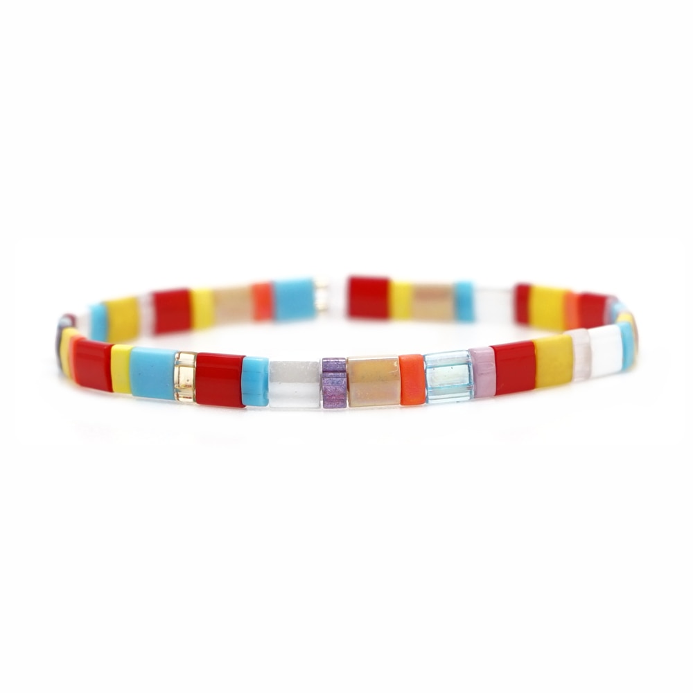Go2boho Boho Miyuki Bracelet For Women Tila Beads Rainbow Bracelets for Girl Gift Summer Pulseras Elastic Jewelry wholesale