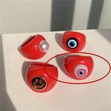 HUANZHI 2021 New Summer Korean Devil's Eye Blue Transparent Resin Round Rings  for Women Girls Party Jewelry Gifts