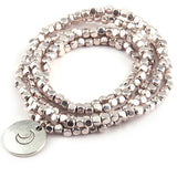 Free Shipping square Beads five row wrap bracelet Neklace double side Dream Moon charm metal bracelets