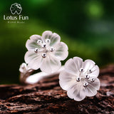 Lotus Fun Real 925 Sterling Silver Natural Crystal Ring Handmade Designer Fine Jewelry Flower in the Rain Rings for Women Bijoux