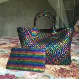 New Arrival Fashion Rainbow Weave Handbag
