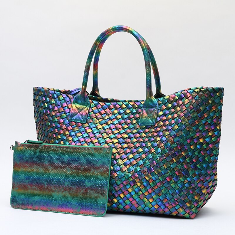 New Arrival Fashion Rainbow Weave Handbag