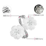Lotus Fun Real 925 Sterling Silver Natural Crystal Ring Handmade Designer Fine Jewelry Flower in the Rain Rings for Women Bijoux
