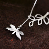Lotus Fun Real 925 Sterling Silver Handmade Fine Jewelry Cute Dragonfly Leaves Necklace with Pendant Fashion for Women Collier