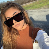 Oversized Gradient Square Sunglasses Men Women Flat Top Fashion One Piece Lens Sun Glasses Women Brand 2019 Shades Mirror