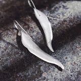 Lotus Fun Real 925 Sterling Silver Natural Original Handmade Fine Jewelry Long Leaves Fashion Dangle Earrings for Women Brincos