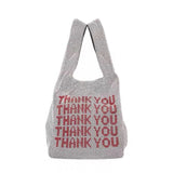 Thank You Sequins Bags Women Small Tote Bags Crystal Bling Bling Fashion Lady Bucket Handbags Vest Girls Glitter Purses Brand