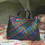 New Arrival Fashion Rainbow Weave Handbag