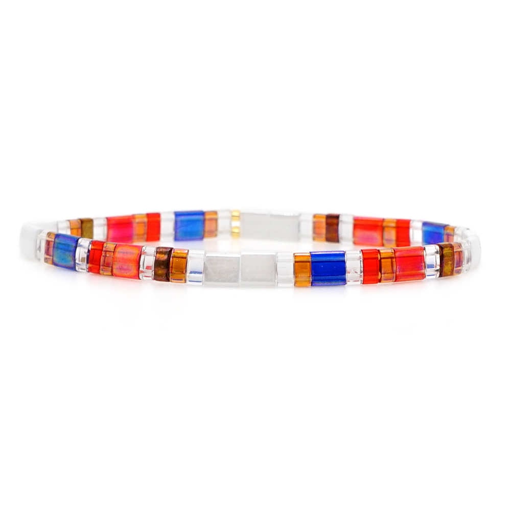 Go2boho Boho Miyuki Bracelet For Women Tila Beads Rainbow Bracelets for Girl Gift Summer Pulseras Elastic Jewelry wholesale