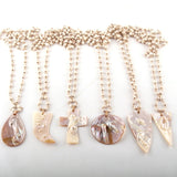 Fashion Bohemian Tribal Jewelry 6mm White Stone Rosary Chain Shell Pendant Necklaces For Women Ethnic Necklace