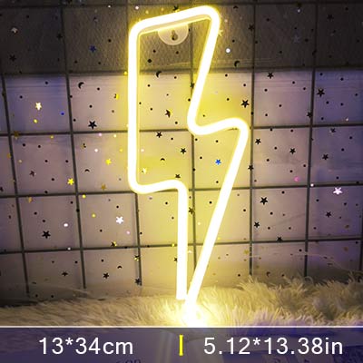 Neon Sign Lightning LED Neon Wall Night Light Battery|USB Operated Table Lamp for Children's Room Party Home Bar Gift Decoration