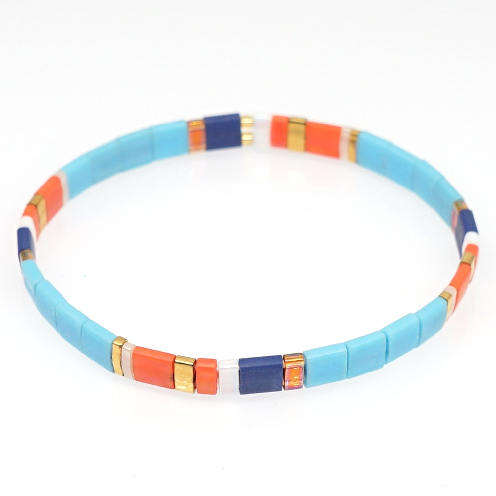 Go2boho Boho Miyuki Bracelet For Women Tila Beads Rainbow Bracelets for Girl Gift Summer Pulseras Elastic Jewelry wholesale