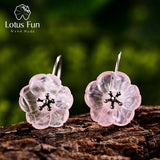 Lotus Fun Real 925 Sterling Silver Earrings Handmade Designer Fine Jewelry Flower in the Rain Fashion Dangle Earrings for Women